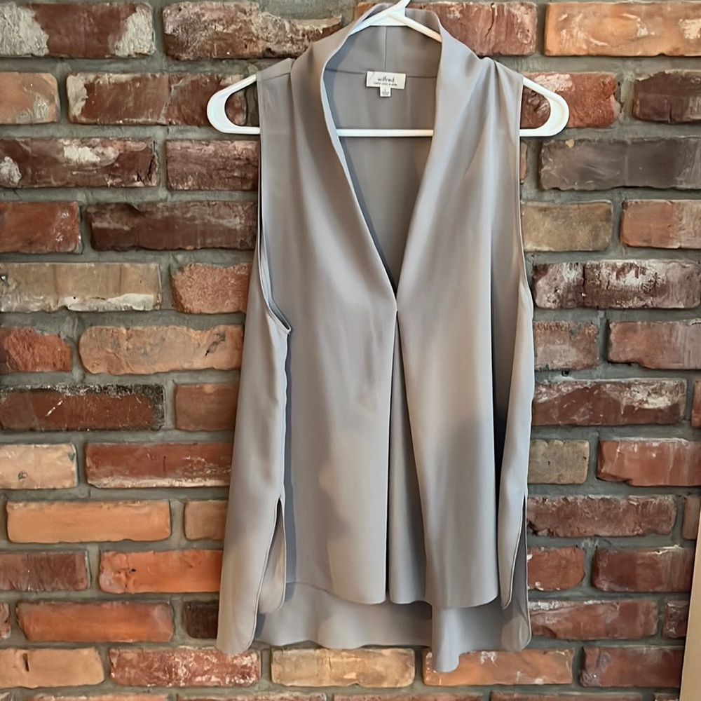 Faux collared chiffon shirt L